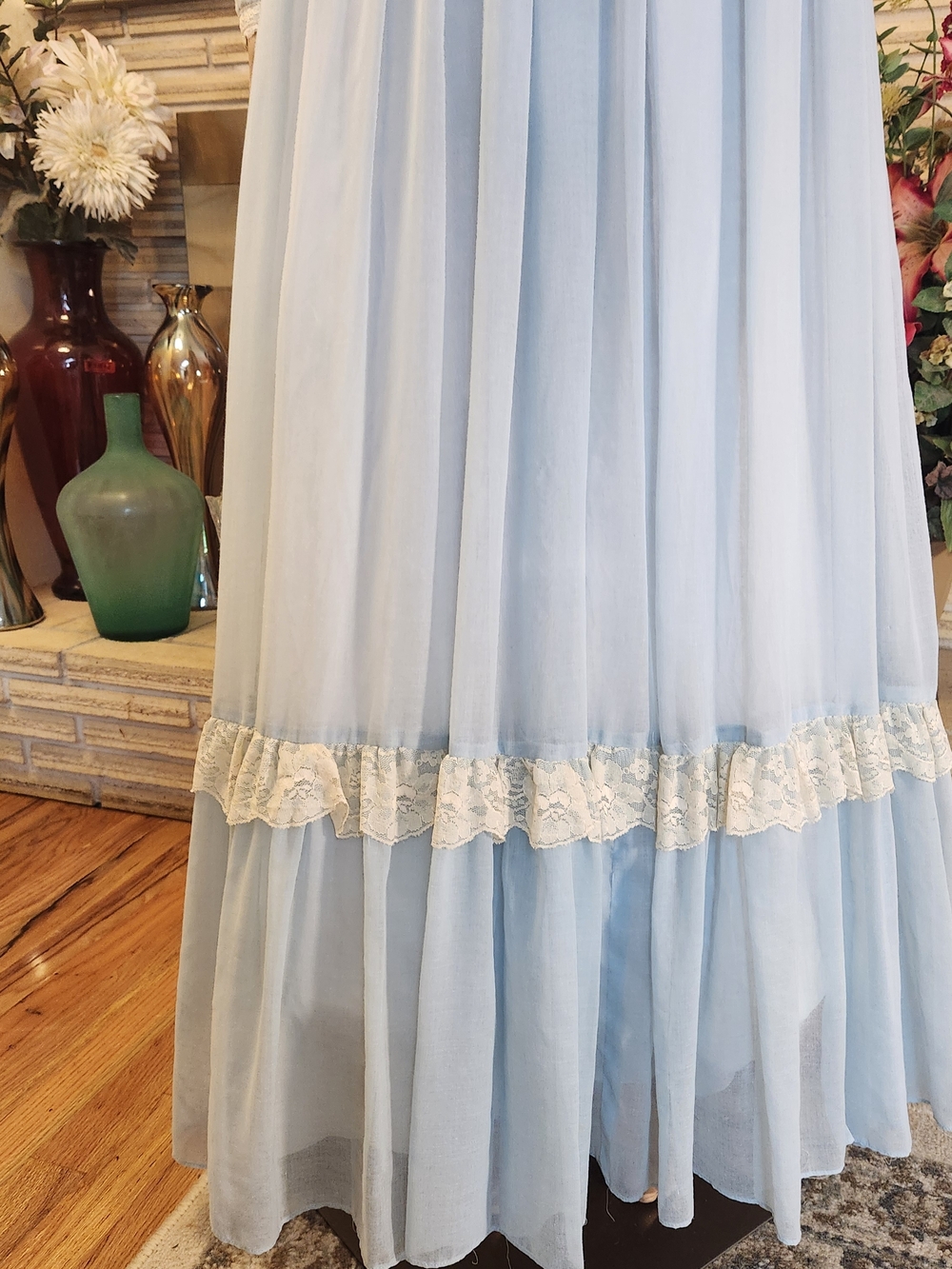 Vintage 70s Gunne Sax Corset Gown in Powder Blue - Picture 9 of 12